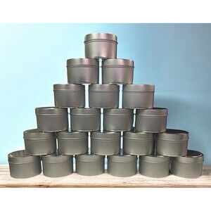 21 Pack 5oz Empty Silver Candle Tins with Lids For Candle Making - Open Box